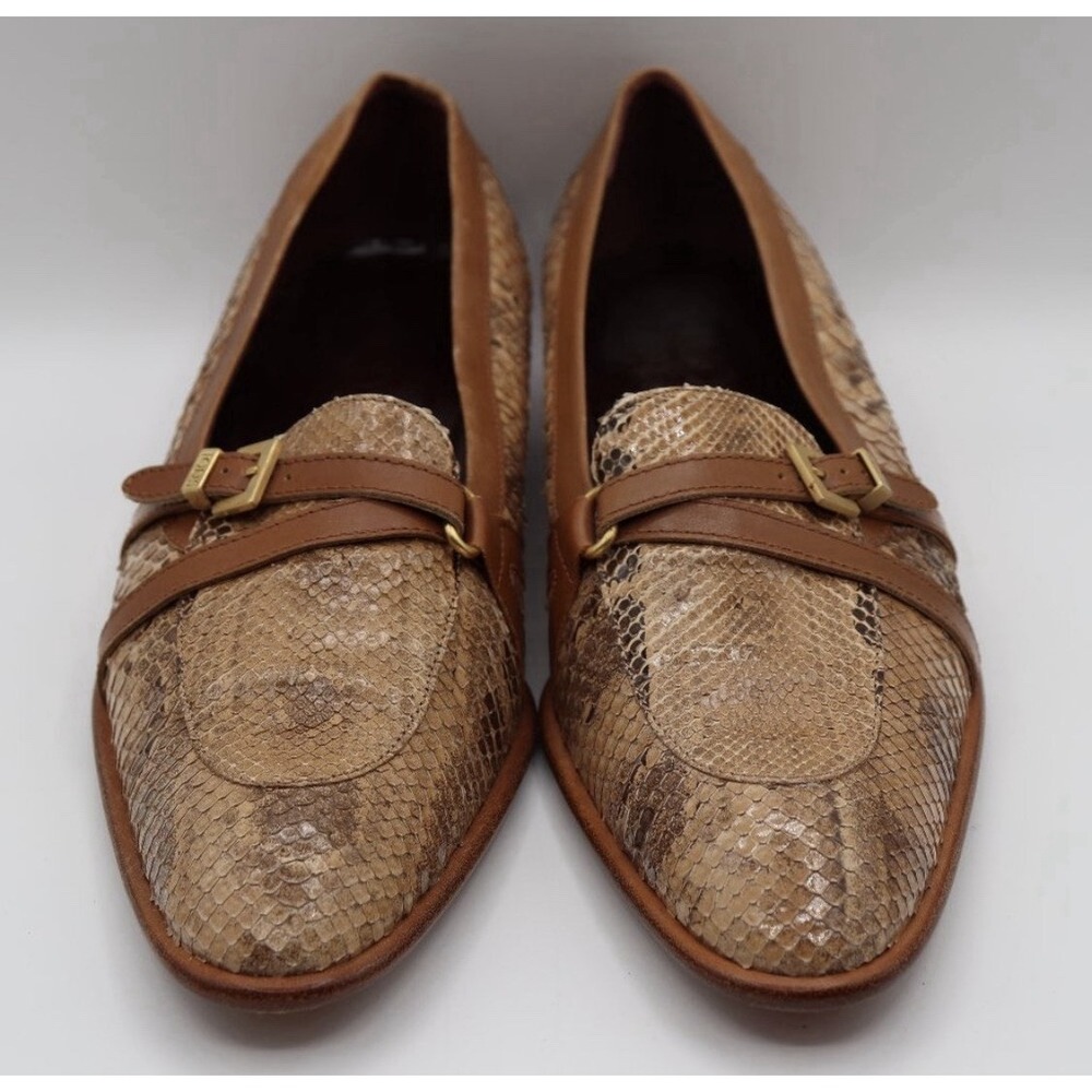 Women's Tod's Python Tan Buckle Loafers Size 39 (US size approximately 8.5 to 9)